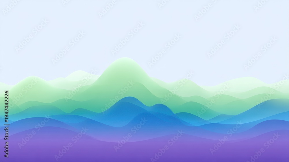 Obraz premium Soft Abstract Landscape with Fluid Shapes and Gentle Color Gradients in Blue, Green, and Purple Tones
