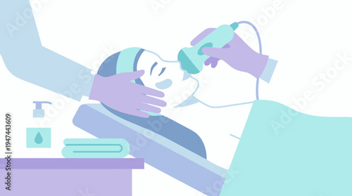 Caring Medical Team Assisting Patient In Hospital Bed During Procedure. Vector Illustrations. EPS Editable