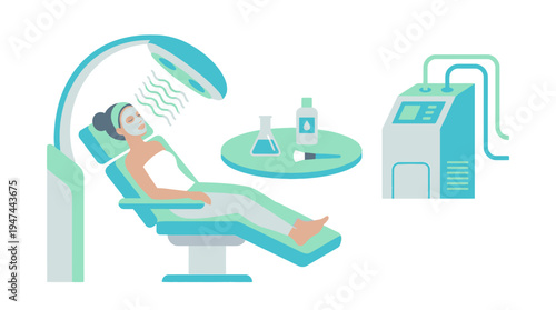 Dental Clinic Scene Featuring Patient In Chair. Vector Illustrations. EPS Editable