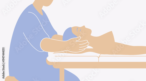 Relaxing Professional Massage Therapy Session in Spa Setting. Vector Illustrations. EPS Editable