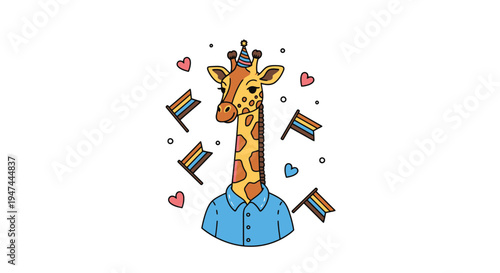 Giraffe with Pride Flags - A Symbol of LGBTQ Acceptance.