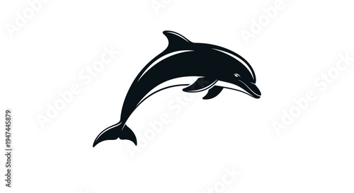 Jumping Dolphin Silhouette Vector Illustration Minimalist Marine Life Design Element for Logo