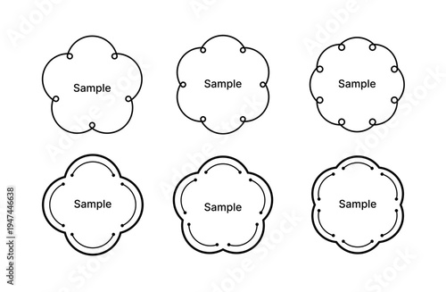 梅の花モチーフ 和風シンプルライン円形フレームセット 黒