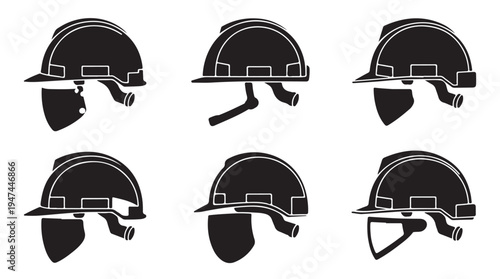 Hard hat variations for construction and safety wear for professionals vector set