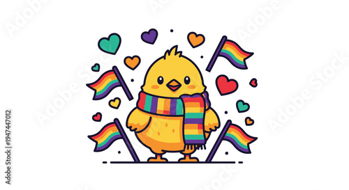 Prideful Chick - A Cartoon Illustration Celebrating LGBTQ Pride.