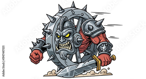 Aggressive Metal Monster Emerging From Gear.