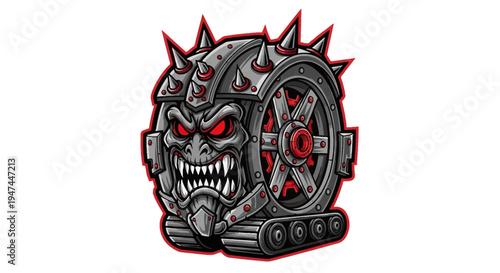 Metal Skull with Spikes and Gear.