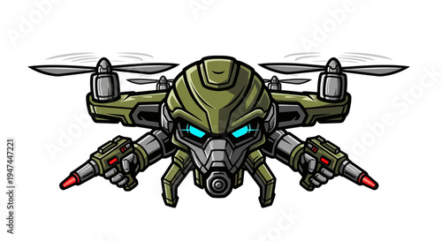 Military Drone with Guns and Blades.