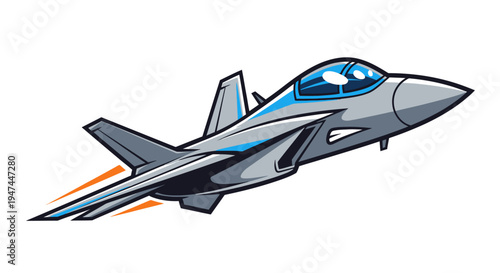 Modern Fighter Jet in Flight Illustration.