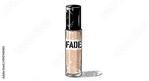 Concealer makeup bottle with 'Fade' label and splatter effect