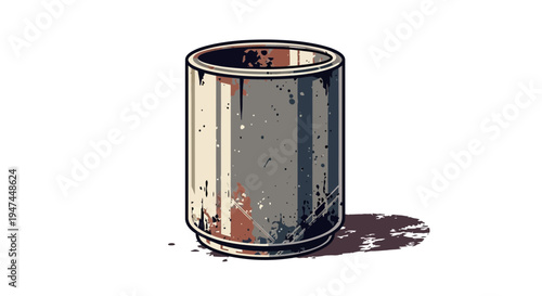 Grungy metal cylinder with rust and dirt texture