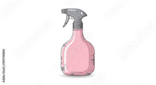 Pink spray bottle with grey trigger on white background