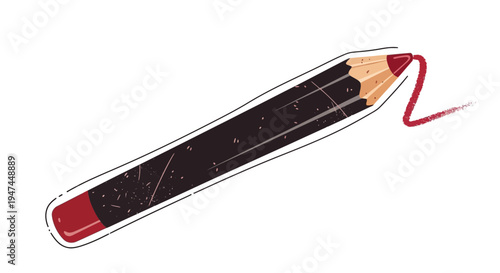Red Lip Liner Pencil Drawing Abstract Line