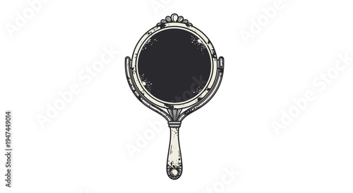Vintage Hand Mirror with Ornate Handle