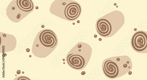 Food Industry Flat Vector Seamless Pattern with Sweet Rolls and Berries Background