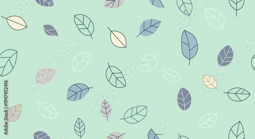 Flat Design Botanical Leaves Pattern - Nature Foliage Minimalist Background Art