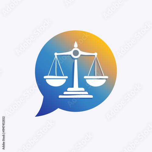 Law Scales in Speech Bubble Icon.