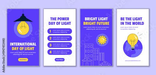 The Power Of Bright Light International Day Of Light Social Media Story Flat Cartoon Template