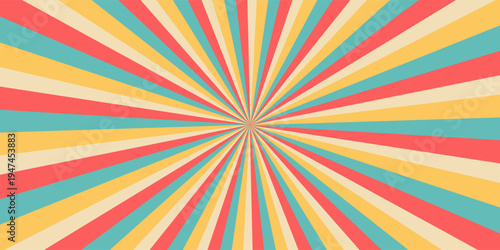 Groovy retro swirl burst, summer and carnival background