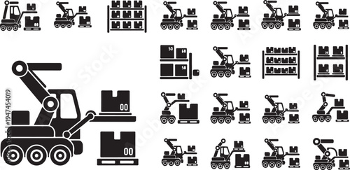 Forklift and pallet icons in various positions