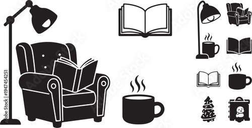 Cozy Reading Nook with Comfortable Chair and Lamp