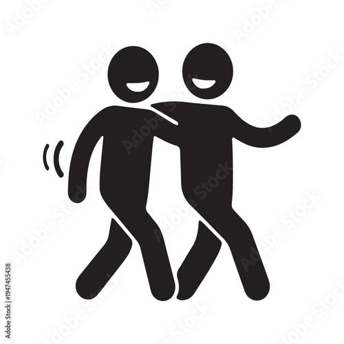 Business partnership icon showing two stick figures walking side by side as a team.