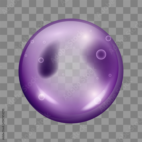 Glossy Purple Sphere Vector Illustration with Reflections