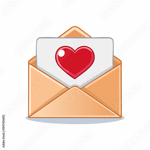 Love letter inside envelope, romantic message, heart symbol, affection concept.