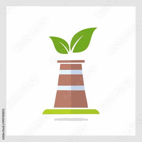 Eco Friendly Industrial Factory Chimney with Leaves.
