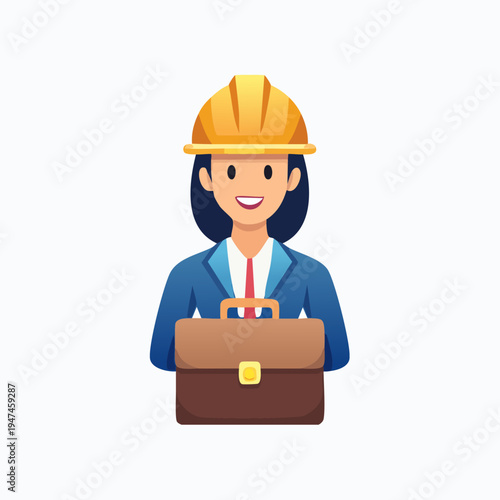 Female Engineer Holding Briefcase Ready for Work.