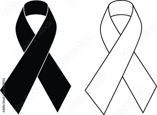 Black and white awareness ribbons symbol Vector