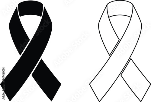 Awareness ribbons black and white Vector