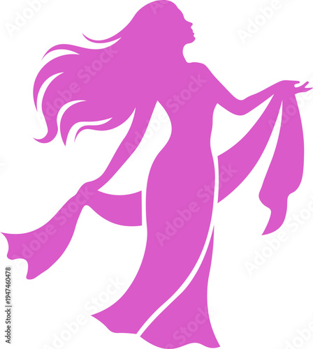 Elegant pink woman silhouette design