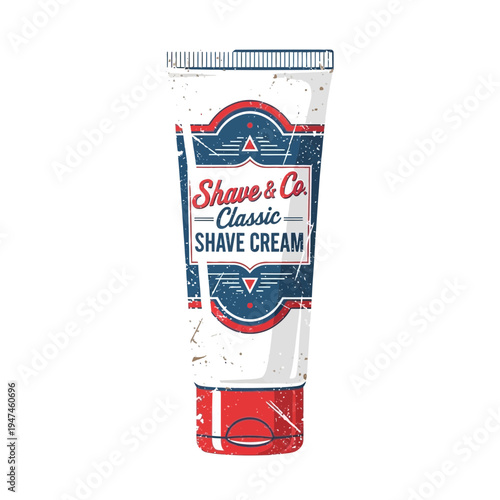 Vintage Shave Cream Tube, Classic Shave & Co. Branding, Retro Grooming Product