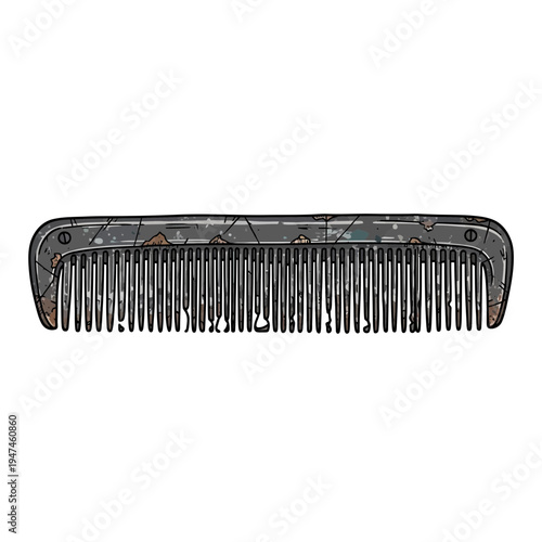 Old broken comb on white background