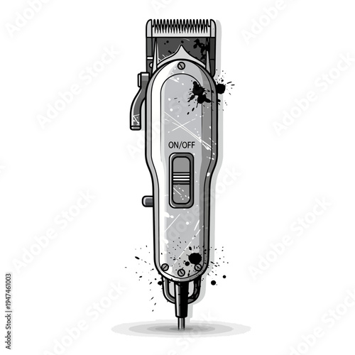 Vintage Hair Clipper with Ink Splatters
