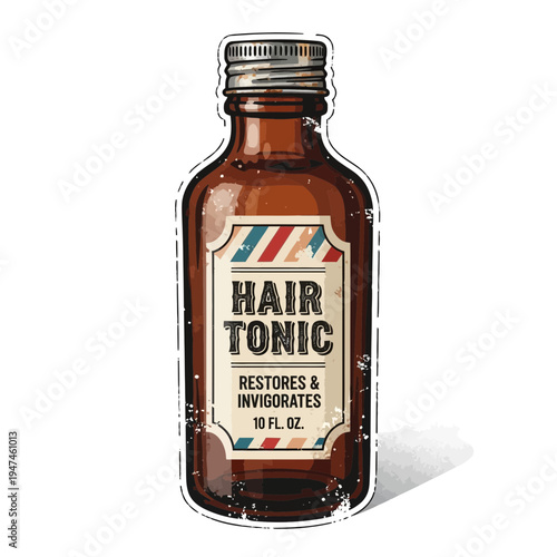 Vintage Hair Tonic Bottle with Barbershop Label