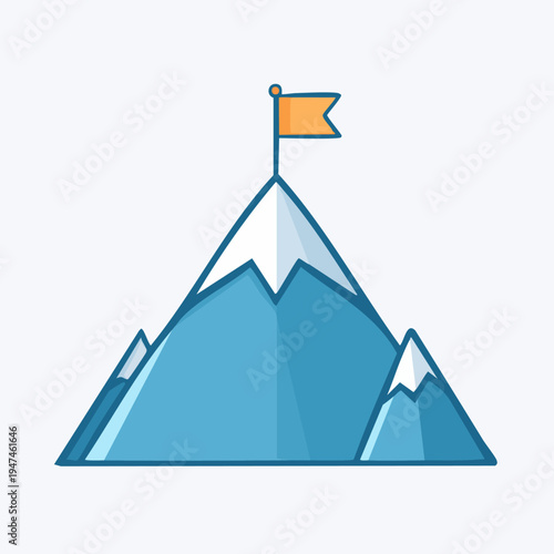Mountain Peak with Flag - Achieving Goals and Success.