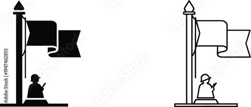 Flags and pawns in chess game Vector