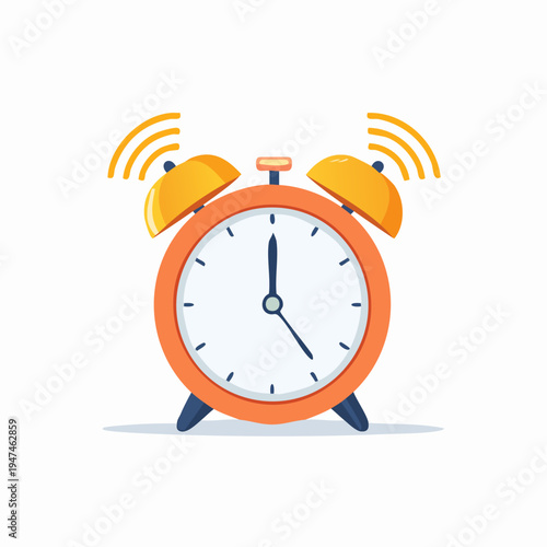 Orange alarm clock ringing to wake up early.