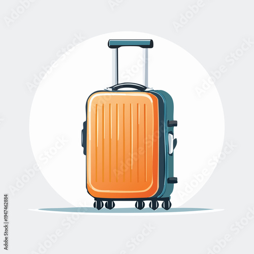 Orange and Blue Suitcase Ready for Travel.