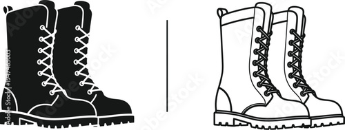 Black and white boots contrast Vector