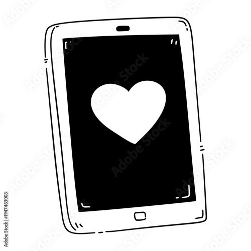 kindle or smart phone with heart