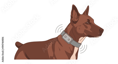 Dog Listening Intently with Ears Perked Up and Focused Expression. Vector Illustrations. EPS Editable