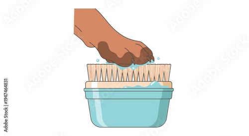 Hand Placing Matchstick Into Fire Starter Container. Vector Illustrations. EPS Editable