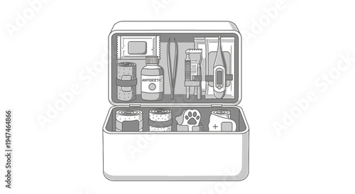 Open Suitcase with Travel Essentials and Accessories for Packing. Vector Illustrations. EPS Editable