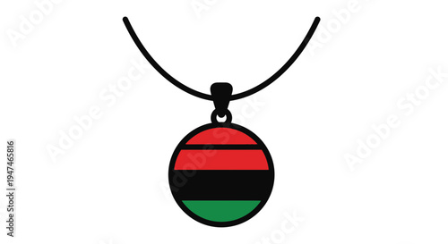 Pan African Flag Pendant Necklace, Red, Black, Green Colors, Symbol of Unity and Heritage