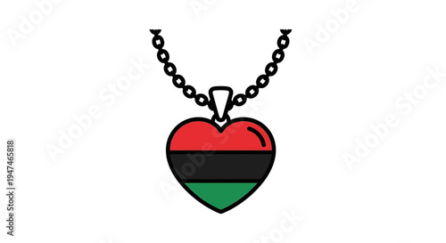 Pan African Heart Necklace Pendant, Symbol of Black Pride and Heritage
