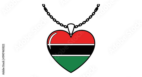 Pan African Heart Necklace Pendant, Symbol of Unity and Heritage