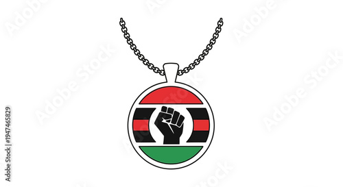 Pan-African Flag Pendant Necklace with Raised Fist Symbol, Black Power Jewelry